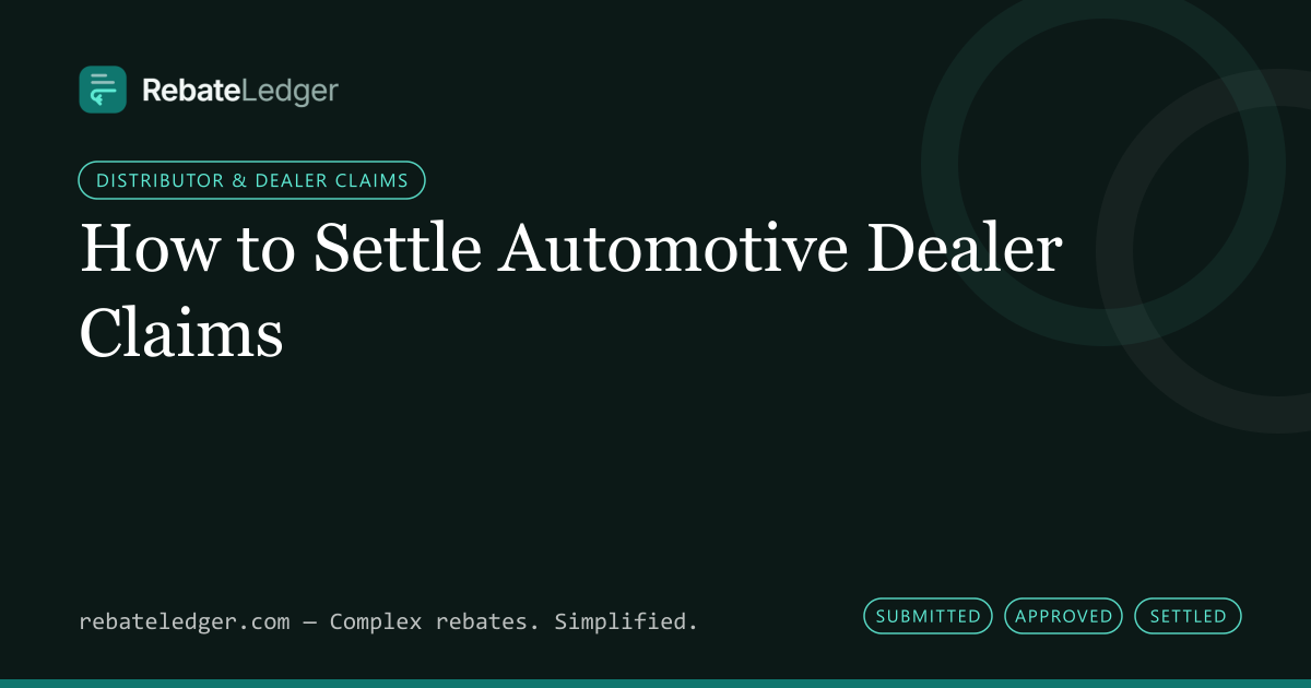 RebateLedger article banner: How to Settle Automotive Dealer Claims