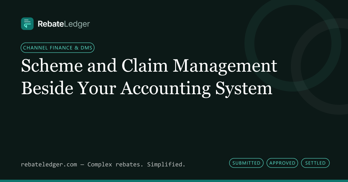 RebateLedger article banner: Scheme and Claim Management Beside Your Accounting System