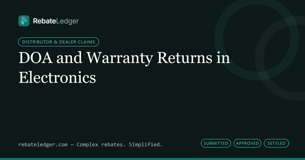 RebateLedger article banner: DOA and Warranty Returns in Electronics