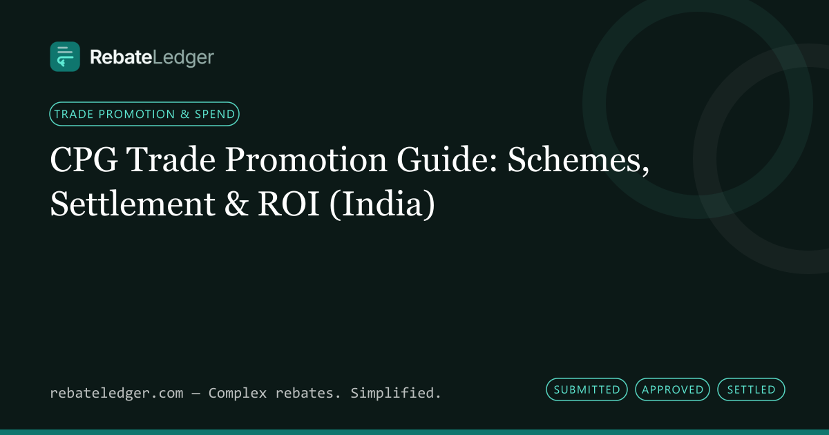 RebateLedger article banner: CPG Trade Promotion Guide: Schemes, Settlement & ROI (India)