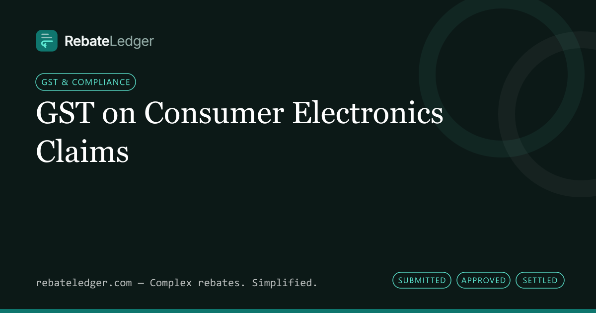 RebateLedger article banner: GST on Consumer Electronics Claims
