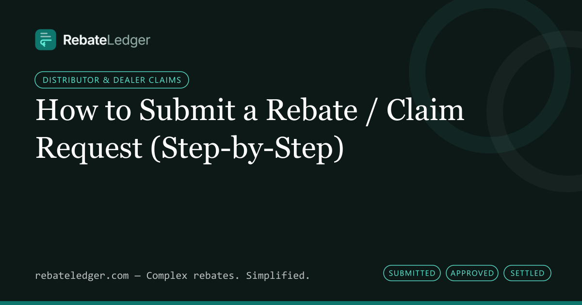RebateLedger article banner: How to Submit a Rebate / Claim Request (Step-by-Step)
