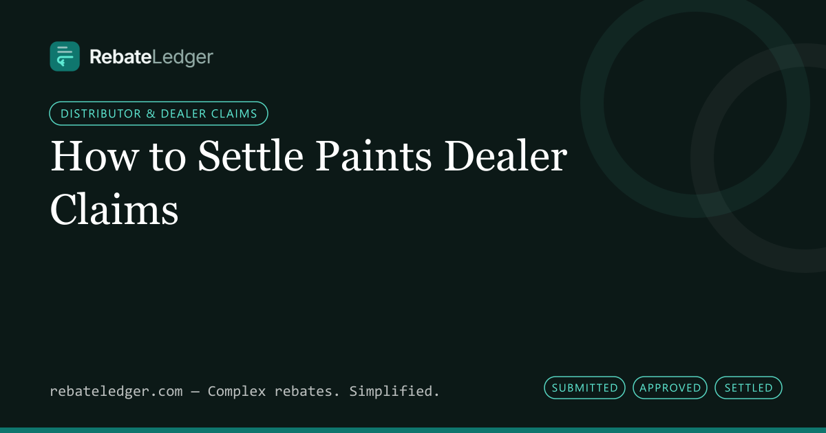 RebateLedger article banner: How to Settle Paints Dealer Claims