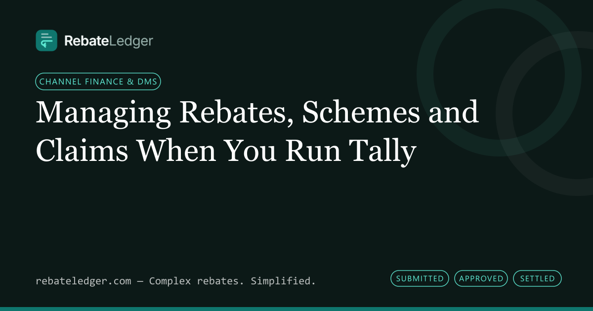 RebateLedger article banner: Managing Rebates, Schemes and Claims When You Run Tally