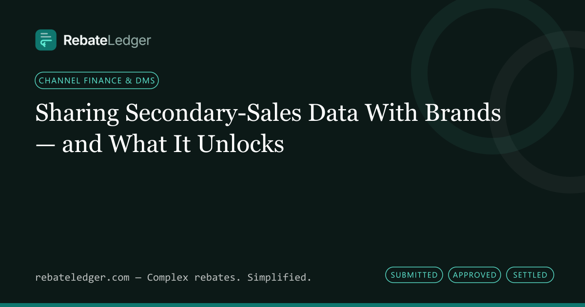 RebateLedger article banner: Sharing Secondary-Sales Data With Brands — and What It Unlocks