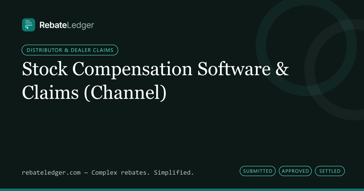 RebateLedger article banner: Stock Compensation Software & Claims (Channel)