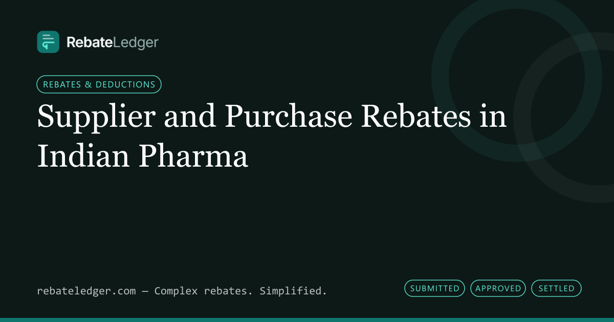 RebateLedger article banner: Supplier and Purchase Rebates in Indian Pharma