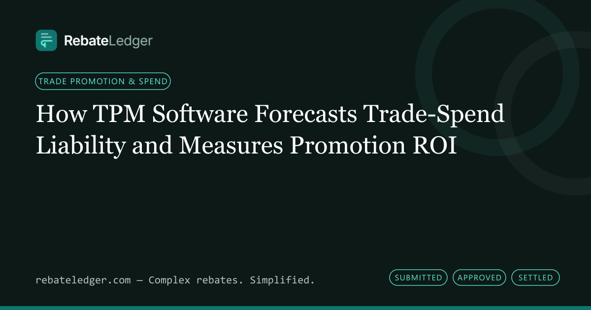 RebateLedger article banner: How TPM Software Forecasts Trade-Spend Liability and Measures Promotion ROI