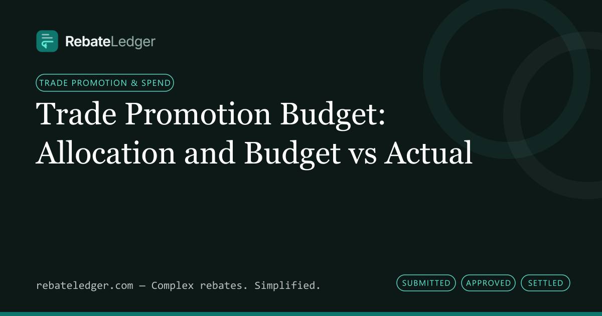 RebateLedger article banner: Trade Promotion Budget: Allocation and Budget vs Actual