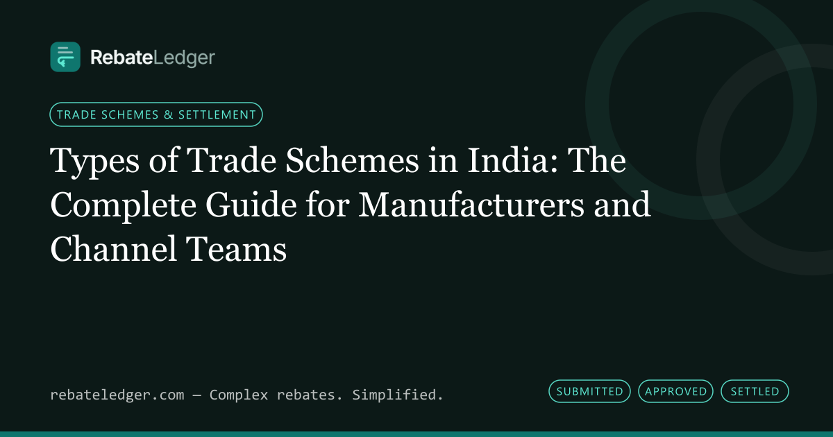 RebateLedger article banner: Types of Trade Schemes in India: The Complete Guide for Manufacturers and Channel Teams