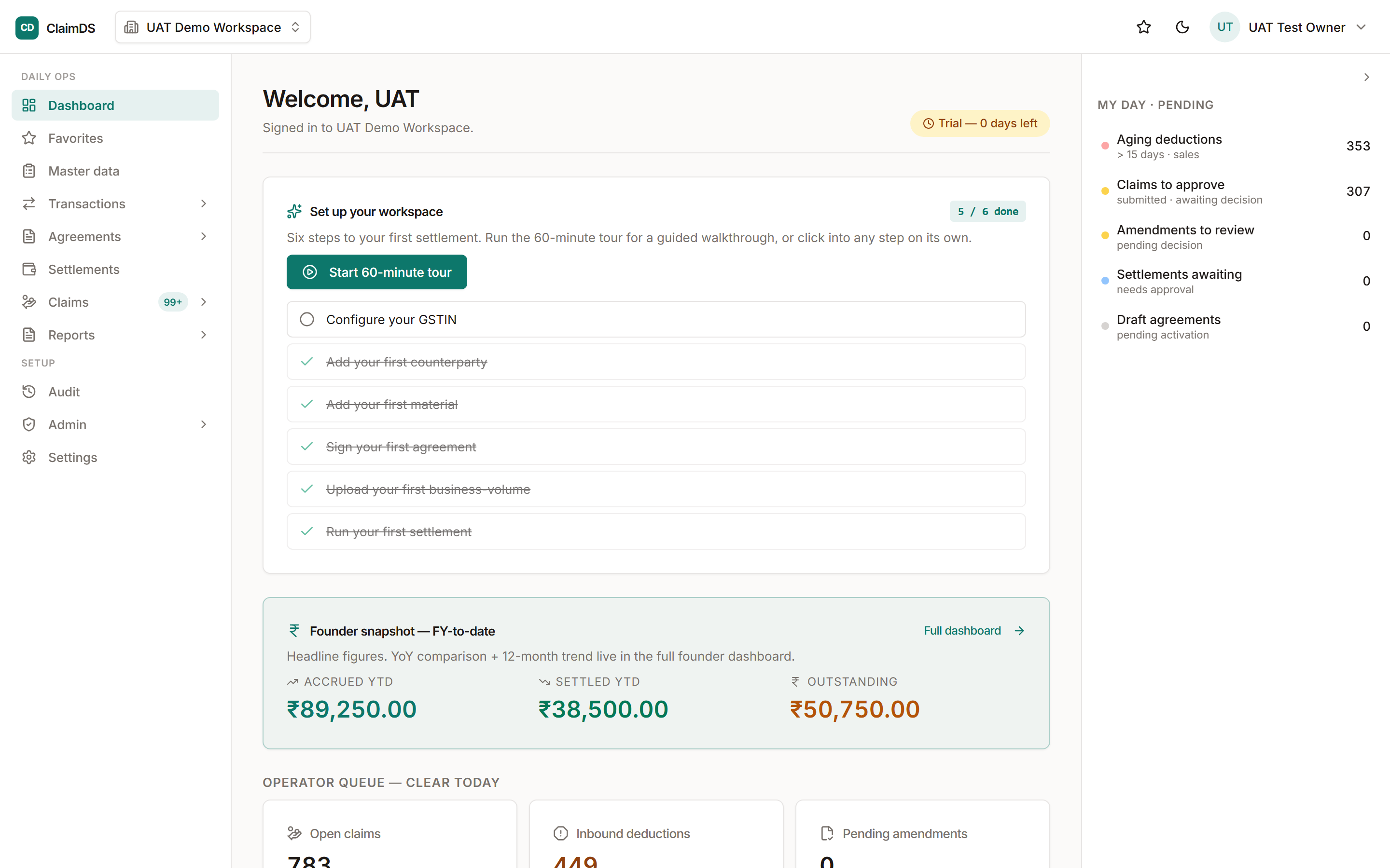 The RebateLedger dashboard.