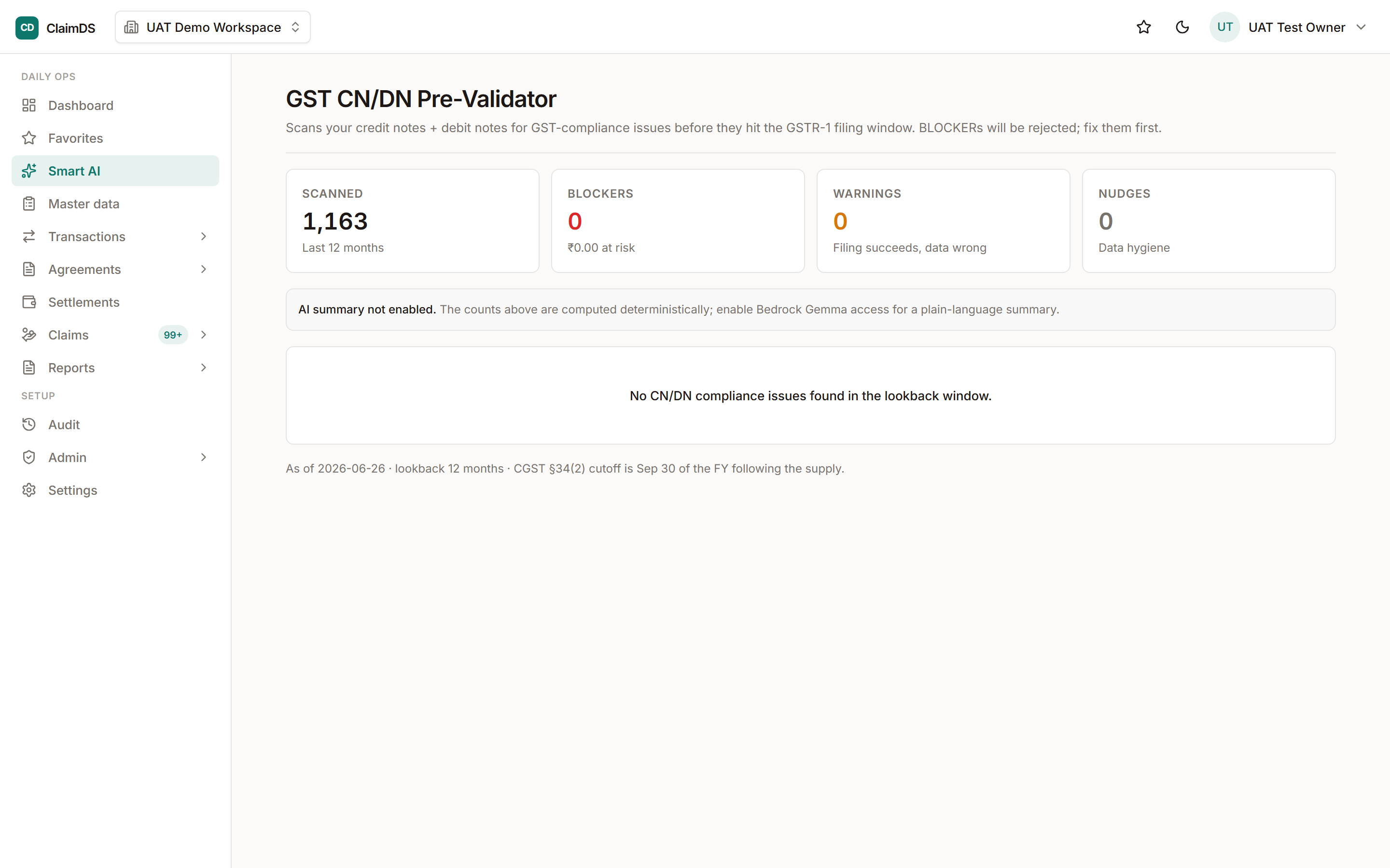 GST pre-validation in RebateLedger.